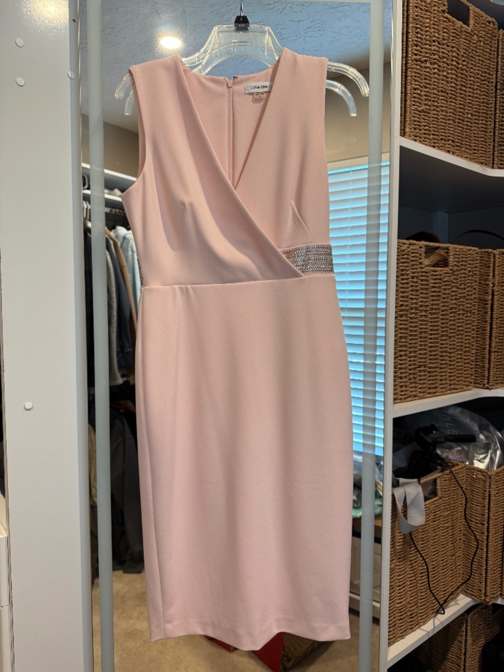 Calvin Klein embellished blush pink dress
